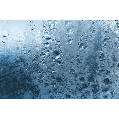 Frozen Water Drops And Ice Pattern On Glass - Wrapped Canvas Print