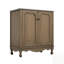 Ensemble de meuble-lavabo à double cuve avec design rétro, lavabos en céramique et tablettes réglables pour un rangement élégant-745736406
