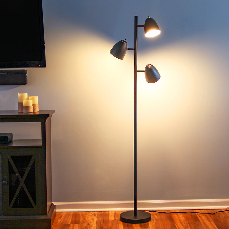 Jacob 64" Black Adjustable Multi-Head LED Floor Lamp