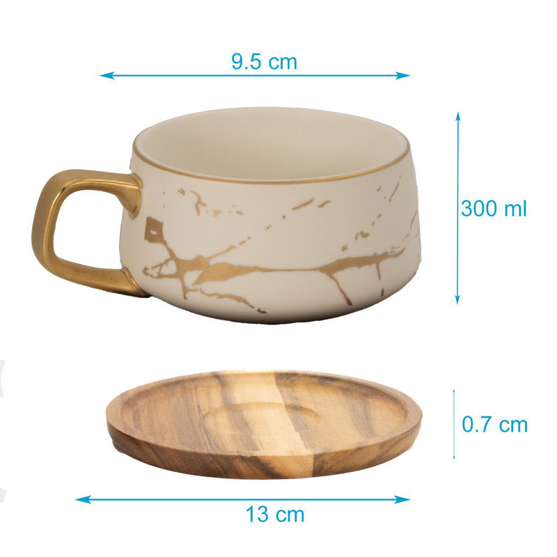 Avrian Ceramic Teacup and Saucer, White