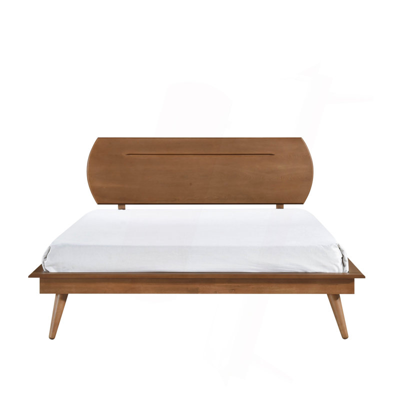 Lit plateforme style campagnard avec tête de lit ovale 1Pc, Lit double