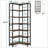 7-Tier Industrial Corner Bookshelf With L-Shaped Design For Maximum Space Efficiency And Storage