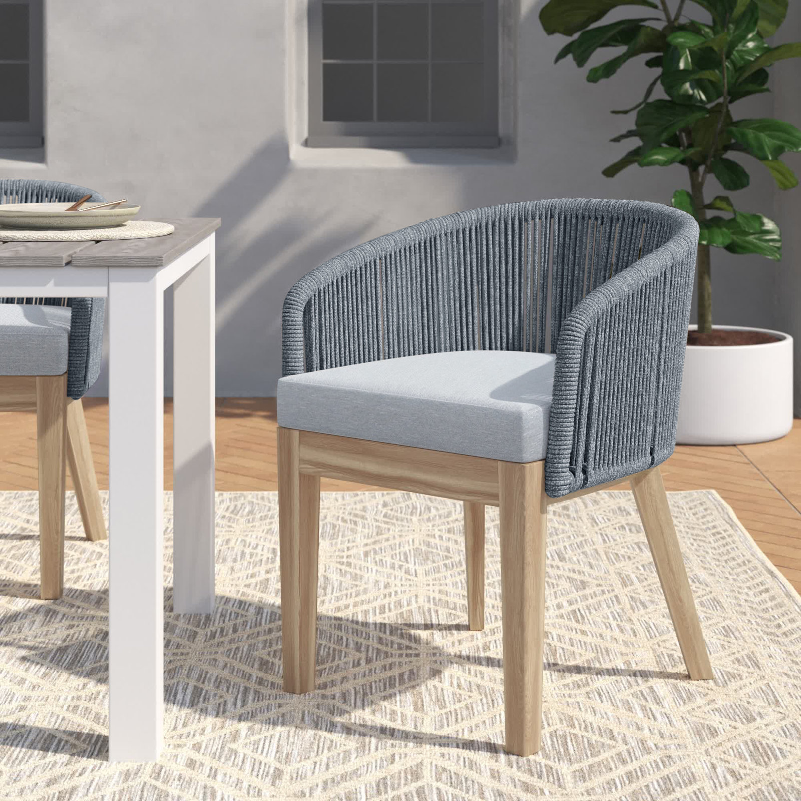 Bowery Acacia Patio Armchair, Gray