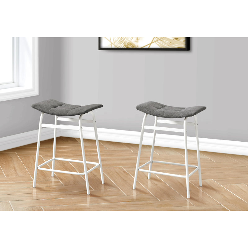 Tabouret de bar, hauteur de comptoir, ensemble de 2, chaises de cuisine, Blanc / Blanc