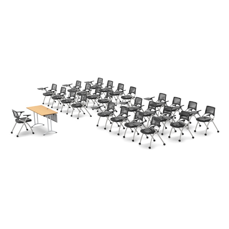 Novelty 25 Person Flip Top 22'' L Modular Training Table And Chair Set and Chair Set with Casters and Modesty Panel