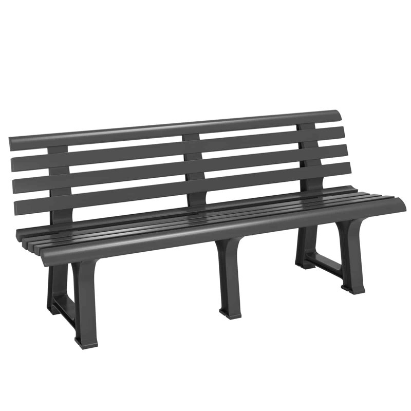 Clero Plastic Outdoor Bench, Black