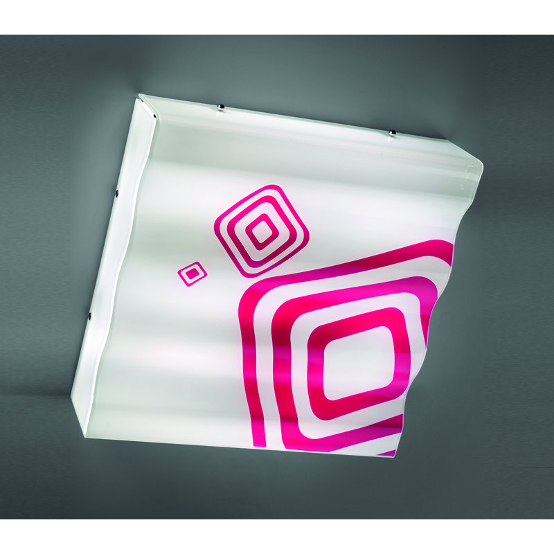 Ola Glass Flush Mount, Fuchsia, 4 x 2G11 36W, 10 cm H x 46 cm W x 46 cm D