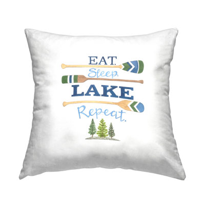 Minimal Lake Repeat Phrase Decorative Printed Throw Pillow by Deb Strain