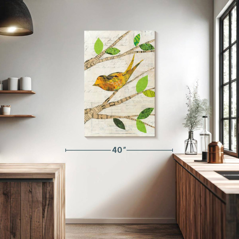Oiseaux au printemps II, H 39 po x l 26 po