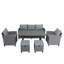 Canapé, chaise, tabourets et table d'extérieur en rotin et osier 6 pièces Topmax-1627041472