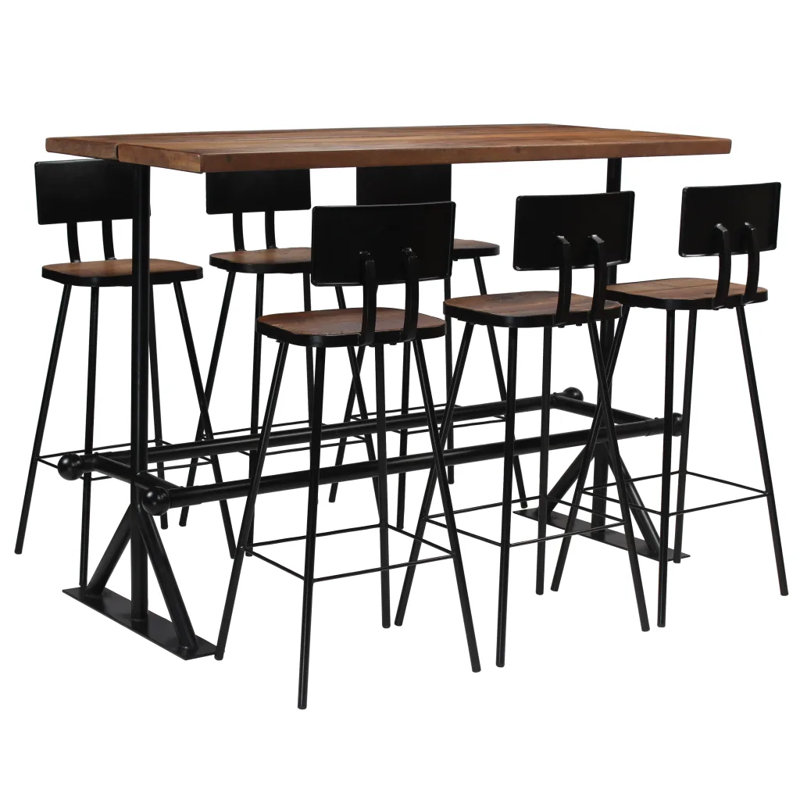 Palos Dining Set with 6 Chairs, Brown