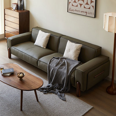 Causeuse-coussin standard en cuir véritable vert