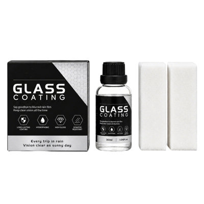 Automotive plating solution 30ml Car Glass Coating Hydrophobic Rain Repellent Kit With 2 Applicator Sponges Windshield  Side Window -Rain Water Beading  Sealant