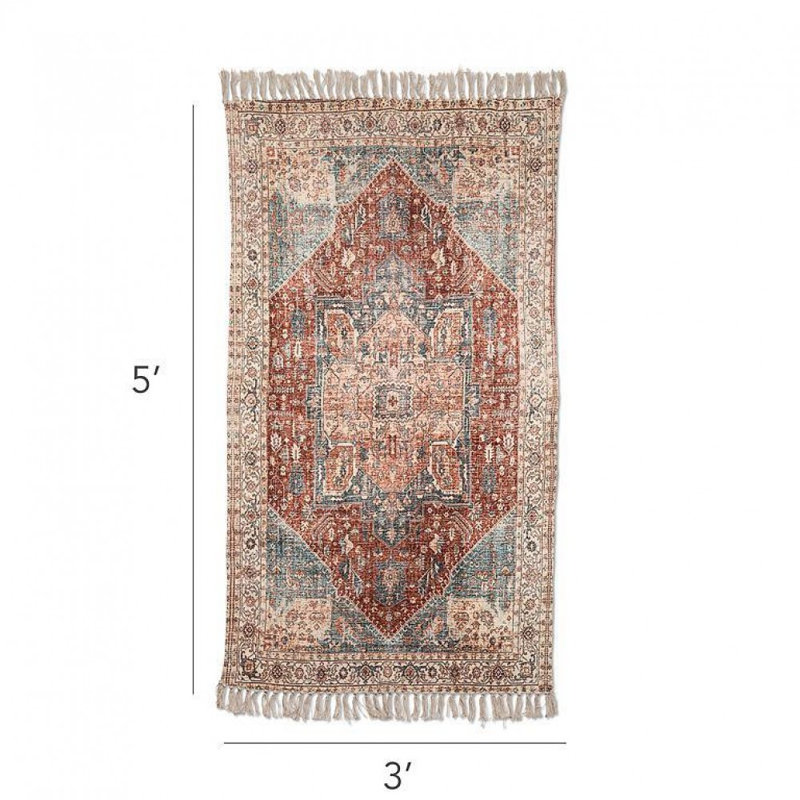 Tapis bleu et bourgogne imprimé