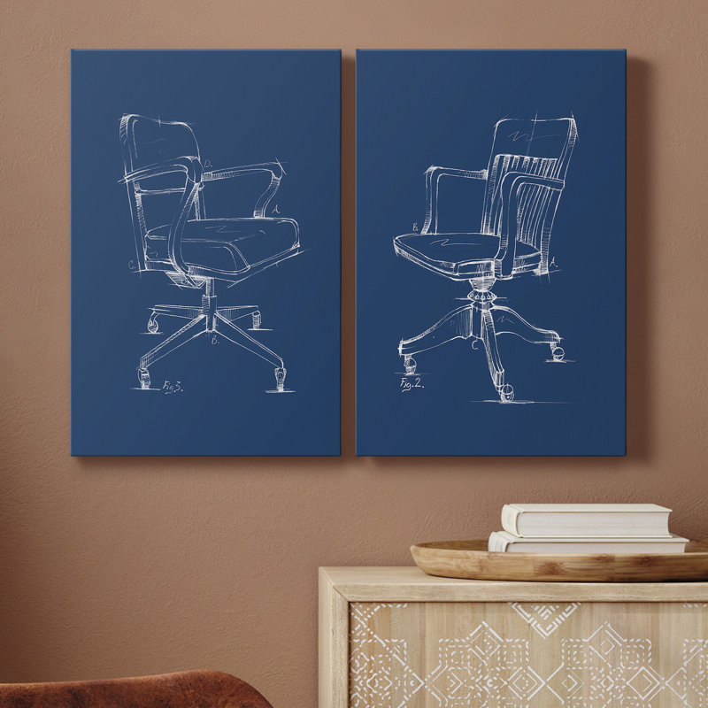 Chaise de bureau Blueprint I, toile tendue avec châssis de qualité supérieure - prête à être accrochée