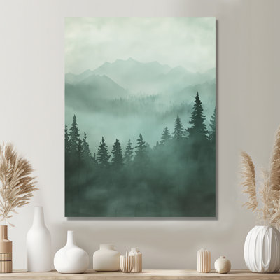 Pin, art mural forêt de montagne, toile