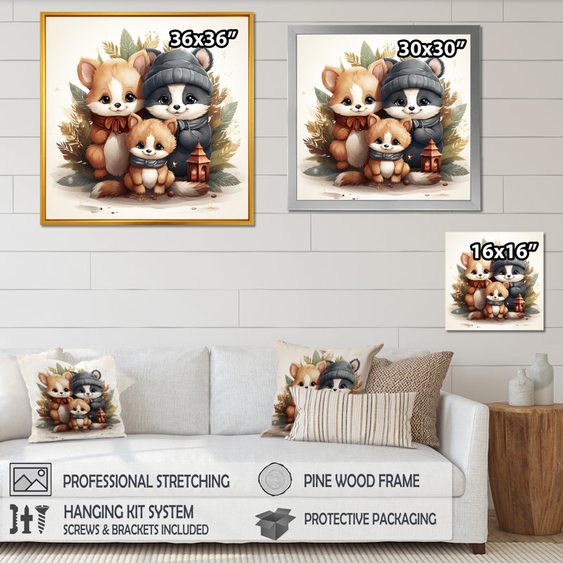 Joyfull Nursery Teddy Bears V - art mural de l'ours en peluche, Cadre flottant doré, H 16 po x l 16 po x P 1 po