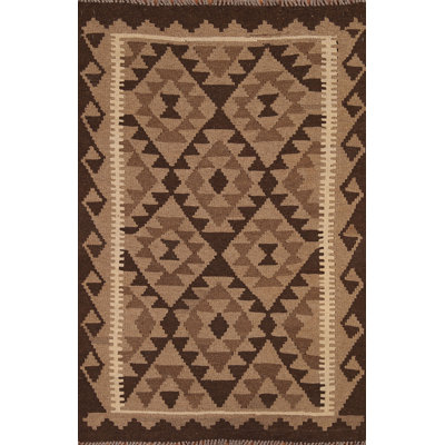 Brown Wool Kilim Oriental Area Rug 3x5
