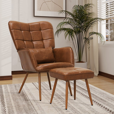 Chaise avec accoudoirs larges 28 po avec tabouret Lakara