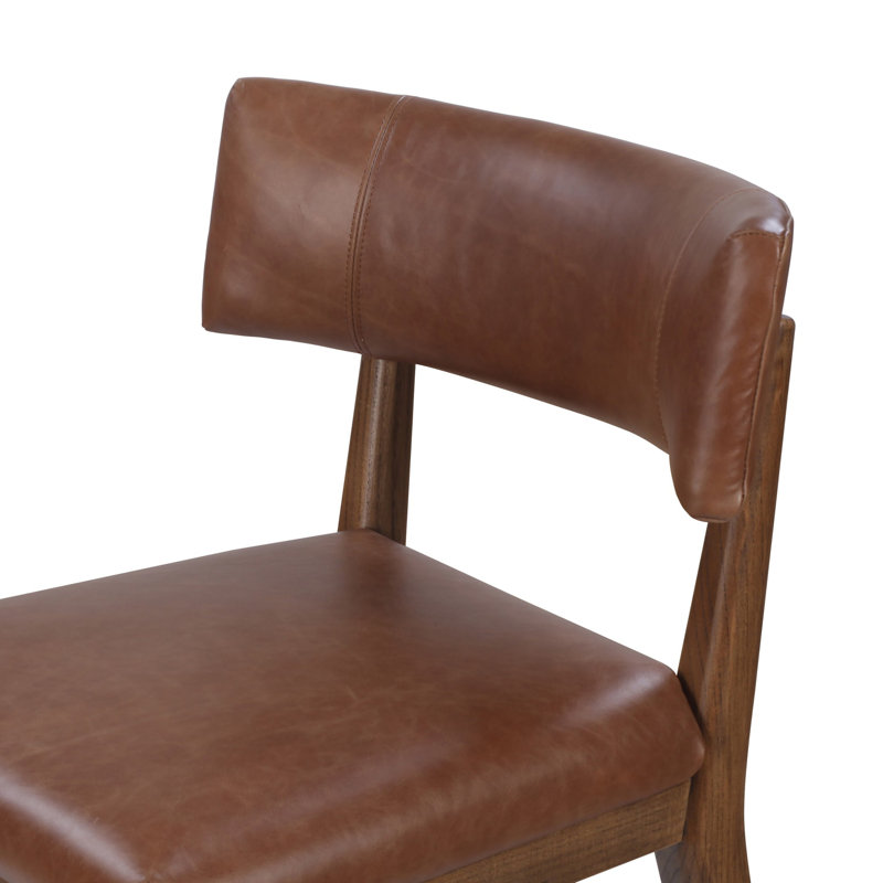 Cardell Fabric Side Chair in Alcala Nickel, Genuine Leather Brown, Brown