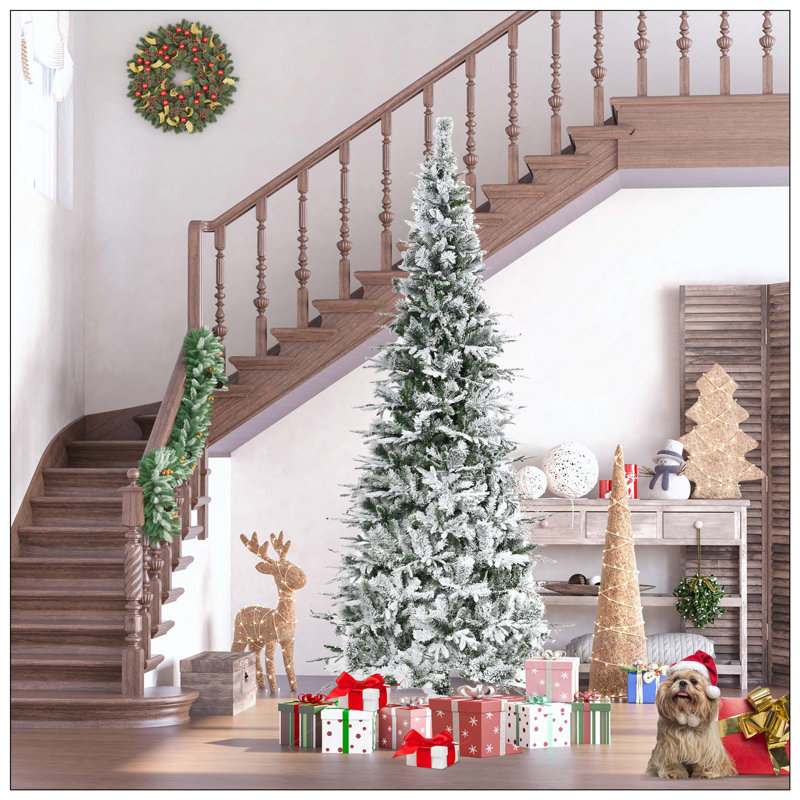 Arbre de Noël artificiel enneigé avec branches réalistes et 1159 pointes