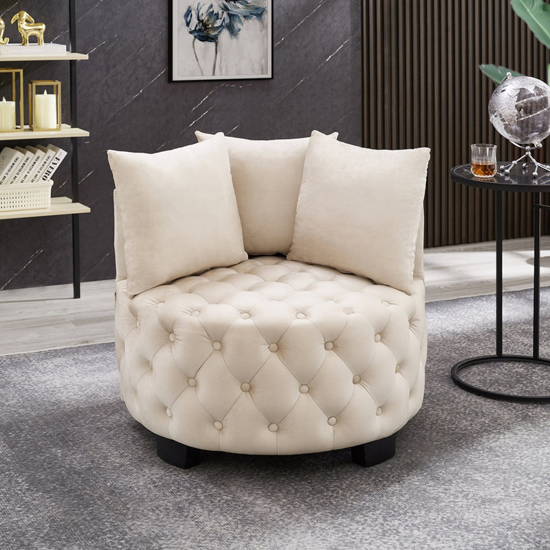 Chaise d'appoint contemporaine rembourrée et capitonnée, Taupe