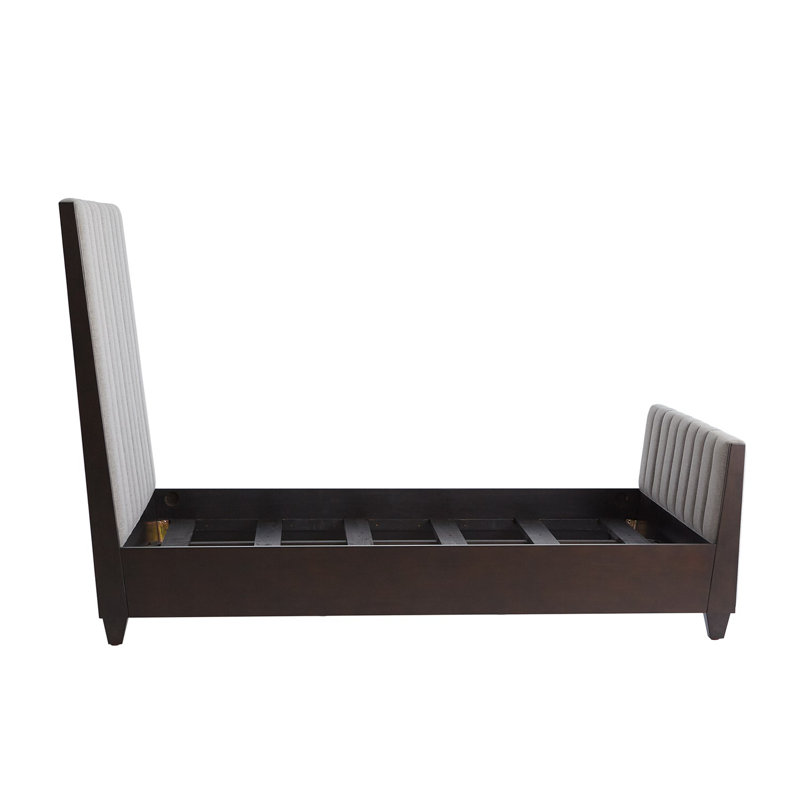 Channel Upholstered Bed, Dark Gray, King