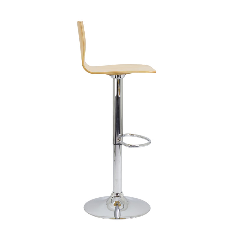 Astral Swivel Adjustable Height Counter Stool with Metal Frame, Chrome/Beech