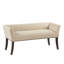 Banc décoratif brun clair, pieds en bois massif, dossier bas, accoudoirs évasés, garniture cloutée bronze éblouissante pour chambre à coucher et contreplaqué-1474524612