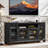 60-Inch Sideboard Buffet with 4 Glass Doors, Adjustable Shelves and Solid Wood Legs-1961541915