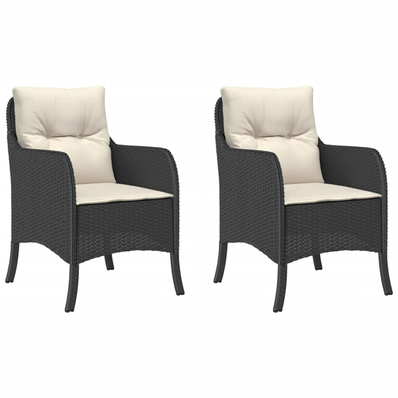 Chaises de patio avec coussins 2 pièces Lark Manor ™, Blanc, Noir