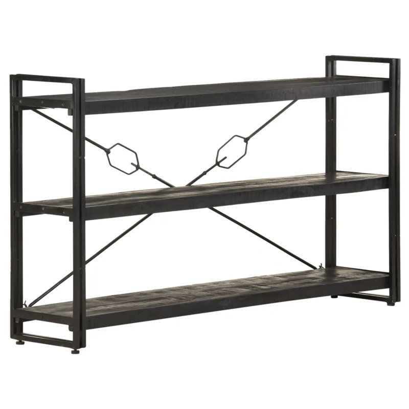 Mayhill 80cm H Steel Etagere Bookcase, 80cm H x 140cm W x 30cm D, Oak