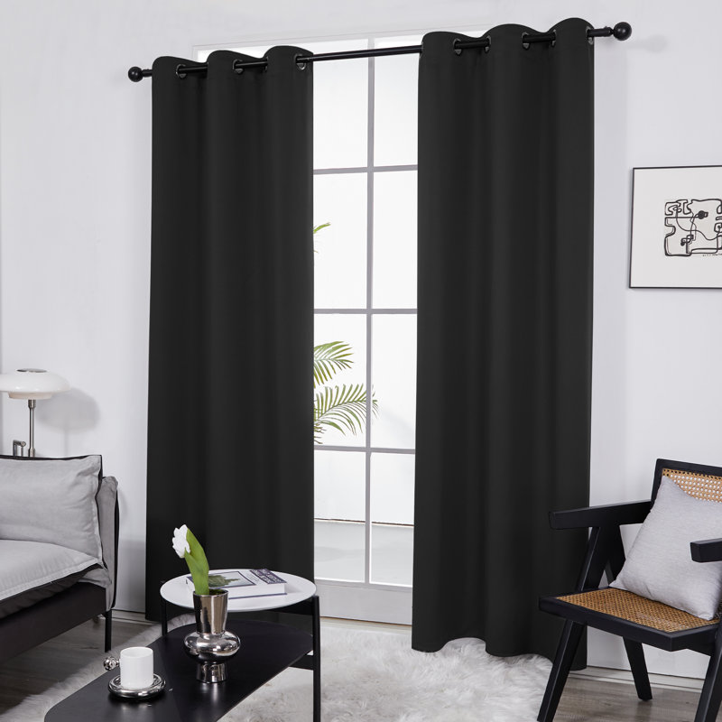 Frome Room Darkening Curtain Pair, Black, 38" W x 63" L