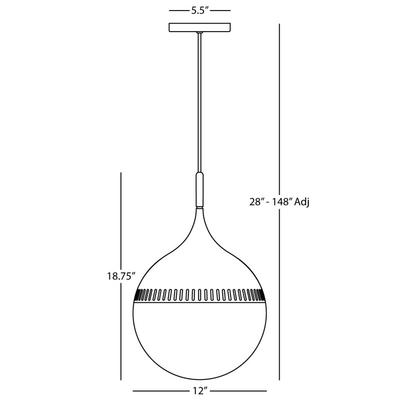 Rio 1 - Light Pendant, Antique Brass, 18.75" H x 12" W x 12" D