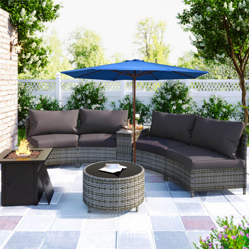 Saxis Outdoor Parasol with Wooden Pole, Blue
