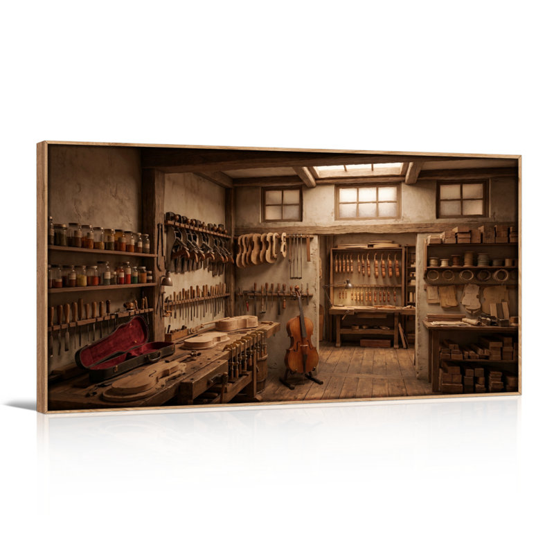 Ensemble de 1 tableau sur toile pour intérieur d'atelier, L 58 po x H 28 po, Naturel