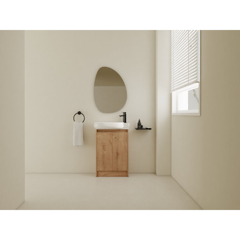 Meuble-lavabo autoportant de 23 po avec lavabo et portes à fermeture douce, Imitation chêne