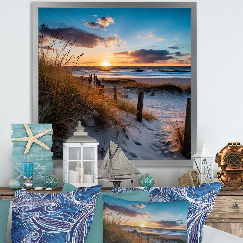 Tranquility Path To Dune Beach IV, H 24 po x l 24 po x P 1 po, Cadre simple argenté