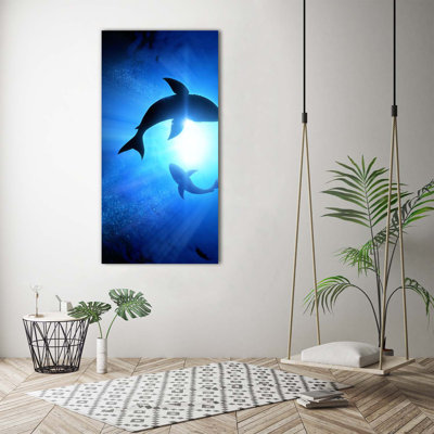 Silhouettes Of Sharks - Wrapped Canvas Print
