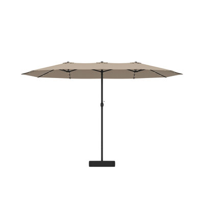 15 Ft X 9 Ft Rectangular Double-Sided Market Umbrella With Base & 36 LED Lights