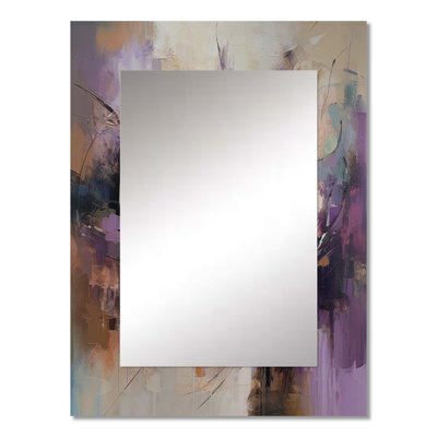 Purple Minimalims Enchantment - Marble Decorative Mirror, Modern Wall Mirror, Printed Metal Art