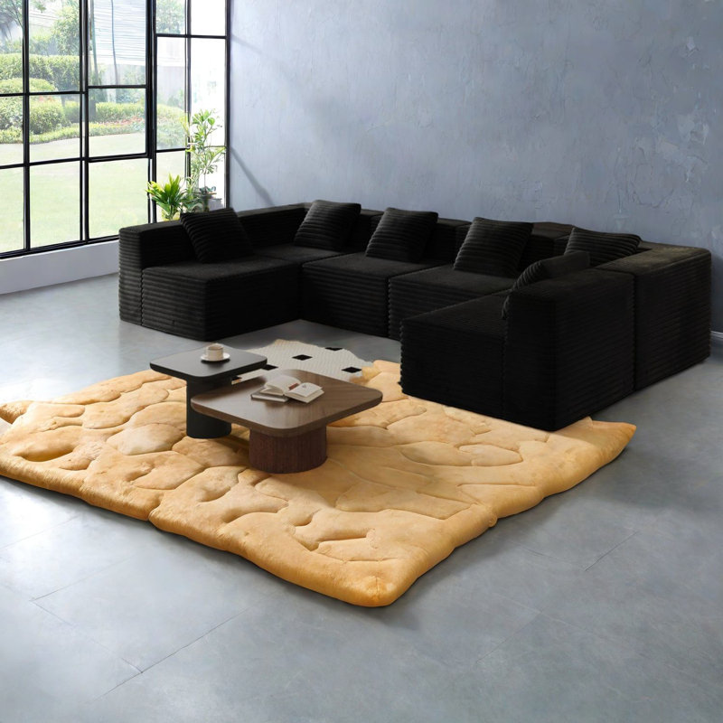 Canapés modulaires confortables, revêtus de velours côtelé, style moderne pour la maison