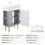 Meuble-lavabo contemporain de 21,6 po de couleur grise avec lavabo en céramique, porte à fermeture en douceur, rangement spacieux, construction imperméable, détails en cuivre brossé à motif ondulé et évier à rayures, bois