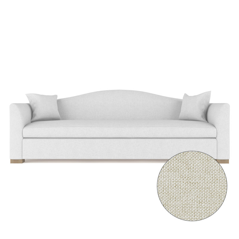 Horatio Camelback Taper Curved-Arm Sofa, 33" H x 84" W x 40" D, Natural, Pebble Weave Linen Alabaster