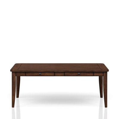 Table de salle à manger décontractée 78 po Casual Brown avec rangement à quatre tiroirs - Base en bois massif Châtaignier