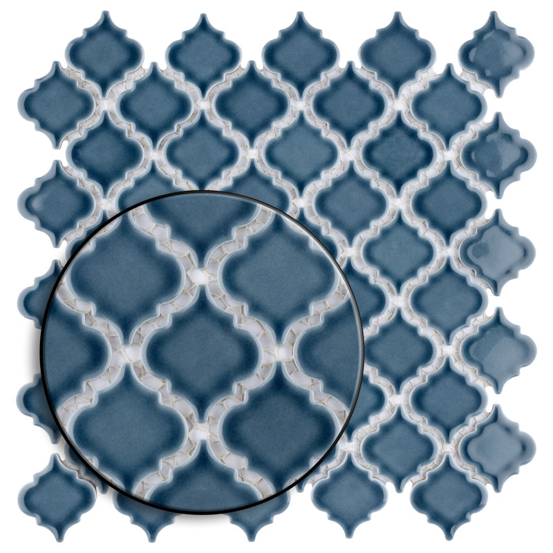 Hudson Tangier 2" x 2" Porcelain Arabesque Mosaic Wall & Floor Tile, Storm Gray