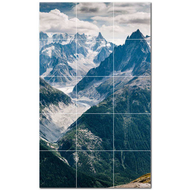 Murale décorative en céramique 12 po x 12 po Mountains Photo