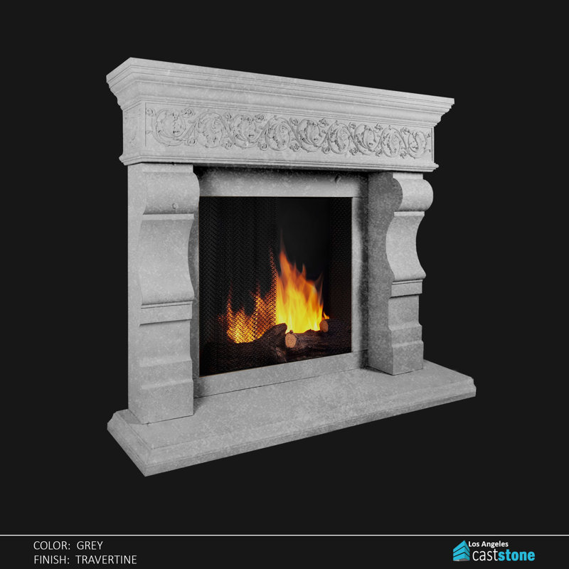 Helena Fireplace Surround, Gray Travertine