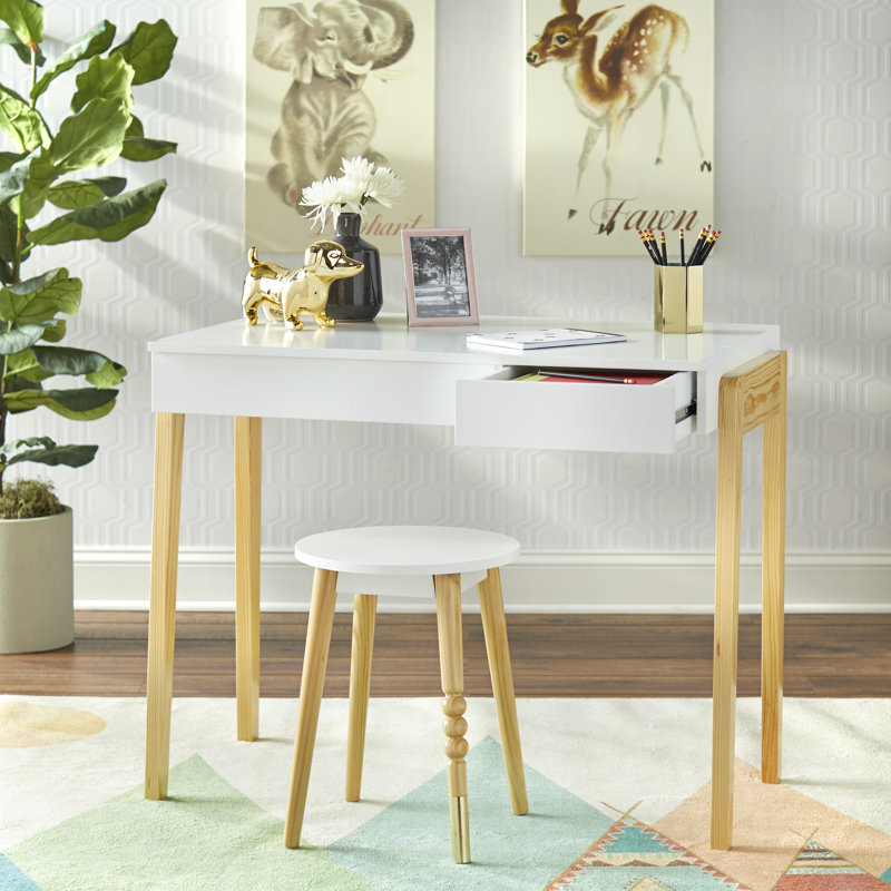 Abduh Desk and Stool Set, White