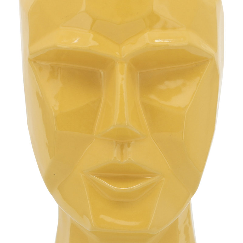 Modern Novelty 12" Ceramic Face Vase, Yellow